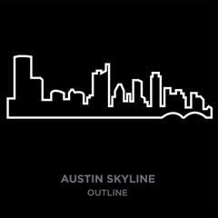 Fototapeta premium white border austin skyline outline on black background, vector illustration