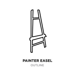 painter easel outline on white background, vector illustration