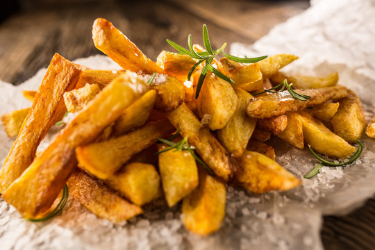 Potato Fries. Homemade potato fries with salt and rosemary