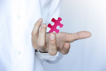 mano, puzzle, pezzo, parte mancante