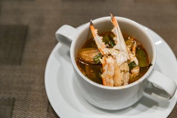 Crab tom yum soup