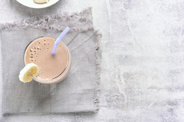 Banana smoothie in glass