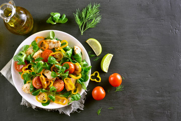Vegetable salad with chicken meat