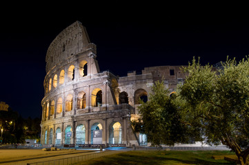 Rome's circus Coliseum, illuminated at night