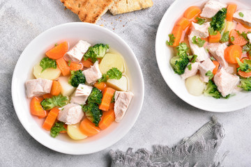 Chicken soup with vegetables