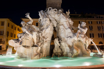 Night view, Piazza Navona, Rome. Italy