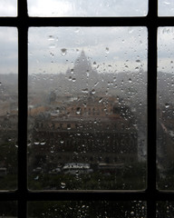 Wet window in St.Angel castle Rome Italy 15.06.2014. 
