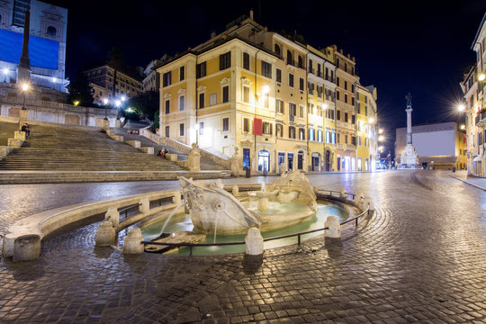 Spanish Steps at night. Rome - Italy.