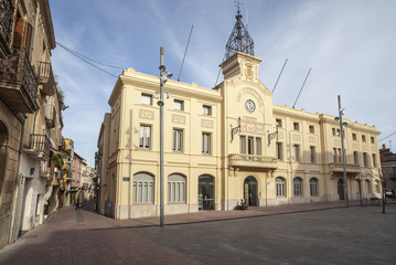 Street view, City Hall, Casa de la Vila or Ajuntament, Sant Sadurni d Anoia,Penedes area,province...