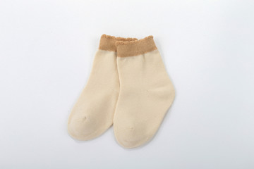 yellow sock close-up on isolated white background