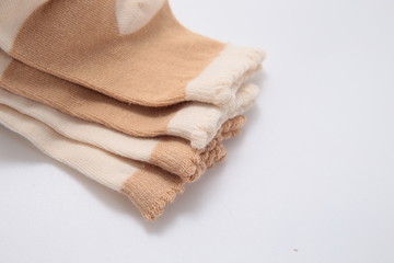 yellow sock close-up on isolated white background