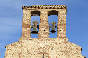 Detail church,tower bell, iglesia sant pere,romanesque style,Terrassa,Catalonia,Spain.
