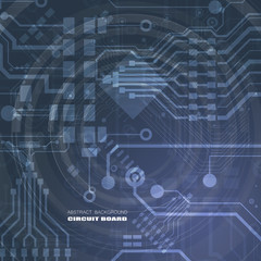 Vector circuit board illustration. Abstract technology. Microchip background.