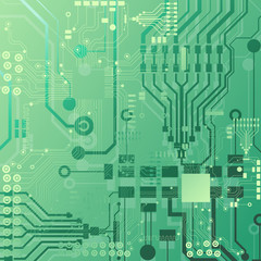 Vector circuit board illustration. Abstract technology. Microchip background.