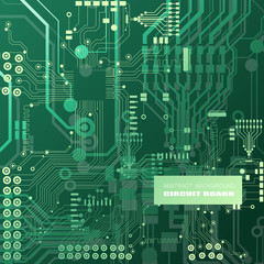 Vector circuit board illustration. Abstract technology. Microchip background.