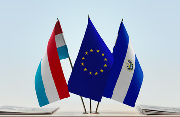 Flags of Luxembourg European Union and El Salvador