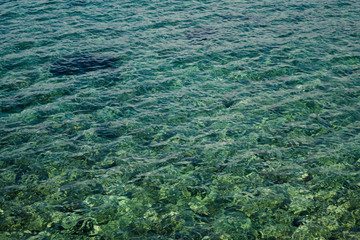 Clear azure sea near Crete coast, Greece.