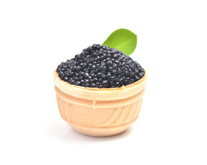 Black caviar on a white background