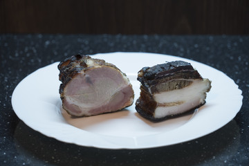 two large, appetizing pieces of beech on a white plate