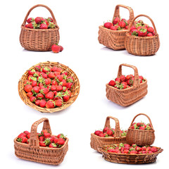 Strawberry in the basket  collection on a white background