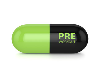 3d render of pre-workout pill over white