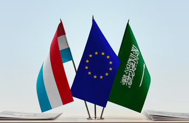 Flags of Luxembourg European Union and Saudi Arabia