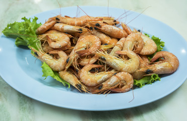 Delicious fresh Salt-Baked Shrimp served on dish