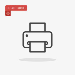 Outline printer icon isolated on grey background. Line fax symbol for website design, mobile application, ui. Editable stroke. Vector illustration.