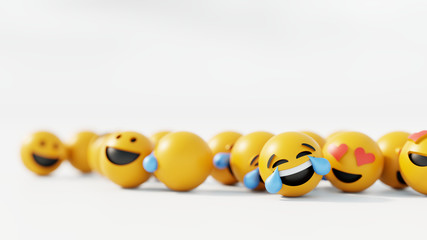 Infinite emoticons 3d rendering background, social media and communications concept