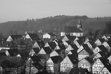Panorama Ansicht der Altstadt von Freudenberg im Siegerland. © darknightsky