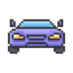 Outlined pixel icon of car. Fully editable