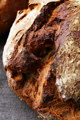 bread on board from above. Kitchen or bakery poster design.