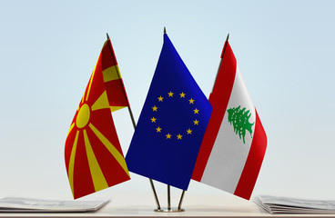 Flags of Macedonia (FYROM) European Union and Lebanon