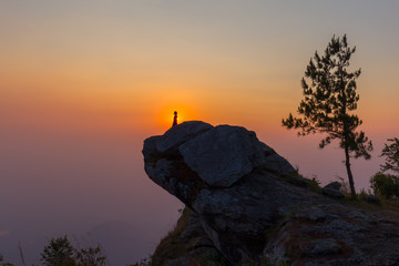 Landscape sunrise on mountain view at Ramkhamhaeng National Park  Sukhothai  Thailand