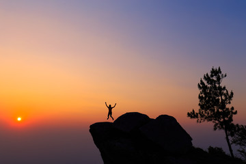 Landscape sunrise on mountain view at Ramkhamhaeng National Park  Sukhothai  Thailand