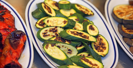 grilled courgette dish prepared in a self-service restaurant