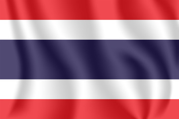 Flag of Thailand. Realistic waving flag of Kingdom of Thailand. Fabric textured flowing flag of Siam.