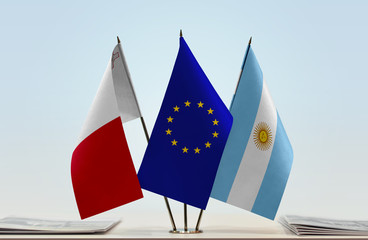 Flags of Malta European Union and Argentina