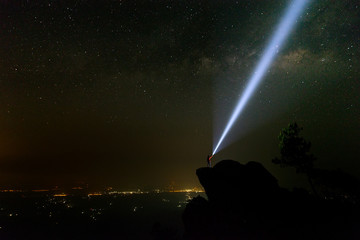 Milky Way on Night Sky at Ramkhamhaeng National Park  Sukhothai  Thailand