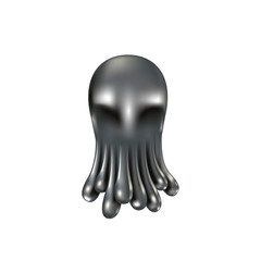 Liquid metal octopus 3D shape. Realistic chrome metal droplets look like octopus tentacles.