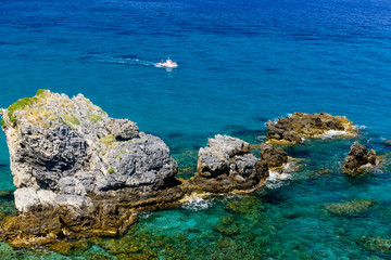 The picturesque coast of the island of Samos, Greece