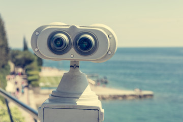 Coin operated binoculars with seaview.