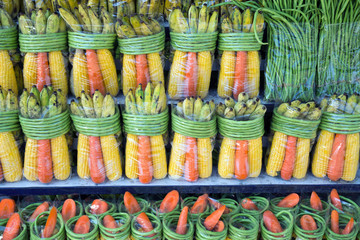 A set of fruits put up for sale as animal feed.