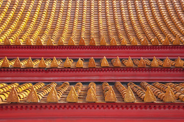 Beautiful color patterns of temple roof tiles in Thailand.