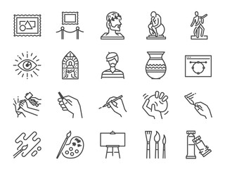 Art icon set. Included the icons as artist, color, paint, sculpture, statue, image, old master, artistic and more. © antto