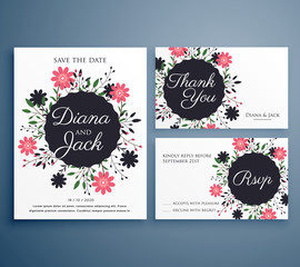 Naklejka na ściany i meble wedding invitation suite set with flower decoration
