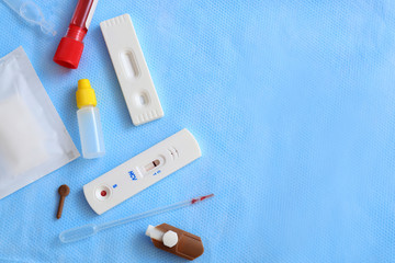 Different tests for HIV and HCV on color background