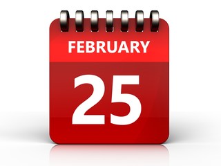 3d 25 february calendar