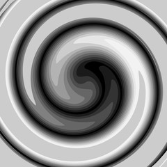 Dark abstract background with a rotating spiral swirl Black and white cyclical twirl vortex for design and creativity Technological pattern of swirling lines for the design of the cover Vector swirl