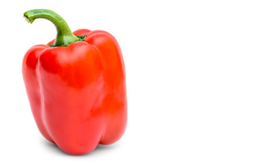 Sweet red pepper on white background. Copy space.